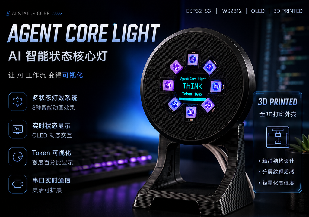 用 OLED + RGB 灯环，做一个属于 AI 工程师的桌搭